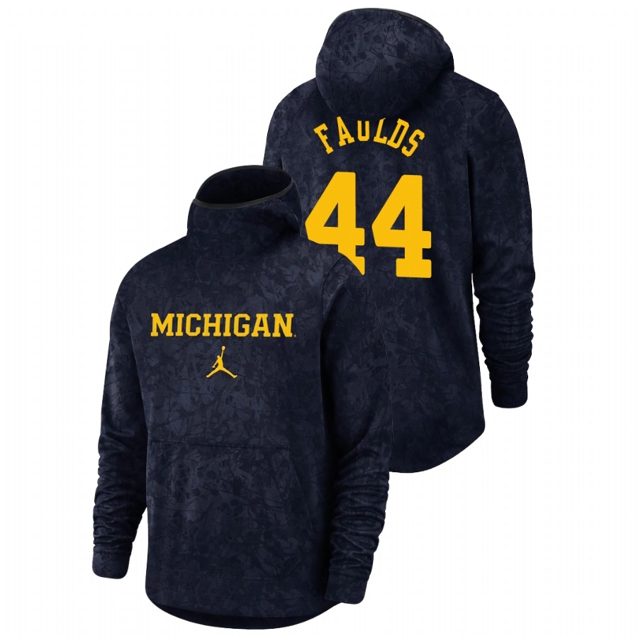 Michigan Wolverines Men's NCAA Jaron Faulds #44 Navy Spotlight Team Logo Pullover College Basketball Hoodie KMT5549CL